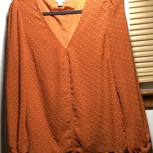 J. Crew Factory Rust Textured Blouse